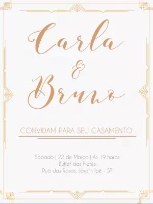 Convite de Casamento Dourado Minimalista para Editar Online