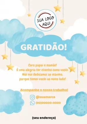 Cartão de Agradecimento Infantil com Nuvens para Editar Online