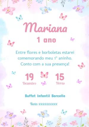 Convite Aniversário Jardim das Borboletas para Editar Online