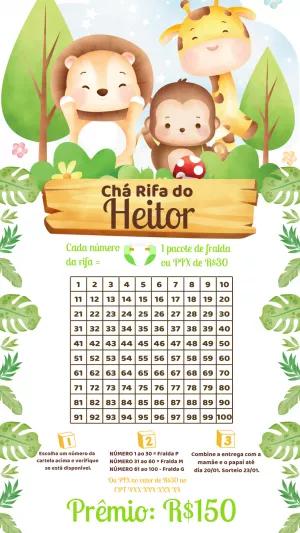 Chá Rifa Safari com Animais Fofos para Editar Online