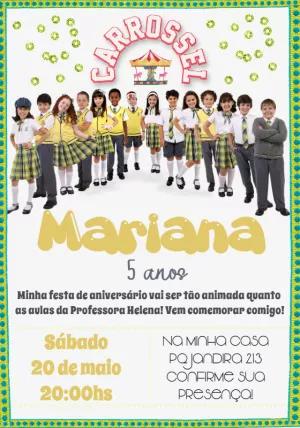 Convite Aniversário Carrossel com a Turma para Editar Online