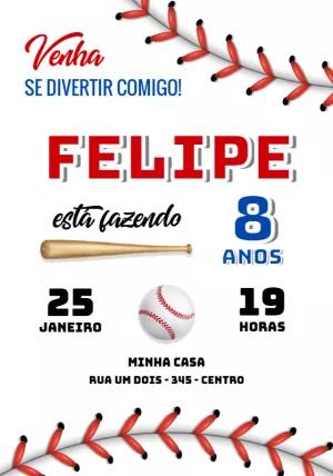 Convite de Aniversário Baseball Temático para Editar Online