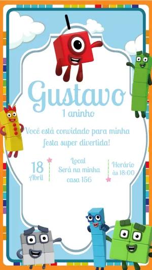 Convite Aniversário Numberblocks para Editar Online