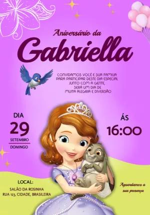 Convite Aniversário Princesinha Sofia Editável Online