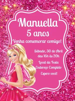 Convite Aniversário Barbie Bailarina para Editar Online