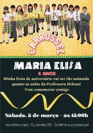 Convite de Aniversário Carrossel com a Turma para Editar Online