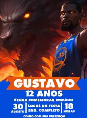 Convite de Aniversário Basquete Kevin Durant para Editar Online