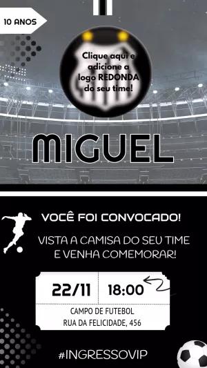 Convite Aniversário Futebol com Logo do Time para Editar Online