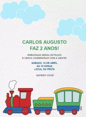 Convite de Aniversário Trem Colorido para Editar Online