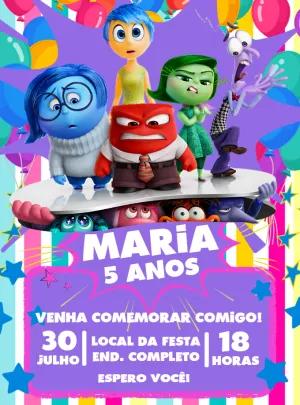 Convite Aniversário Divertida Mente para Editar Online