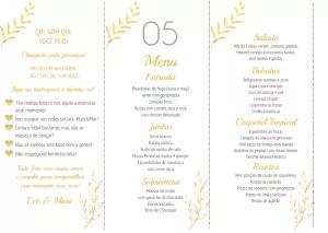 Menu de Casamento Floral Dourado para Editar Online