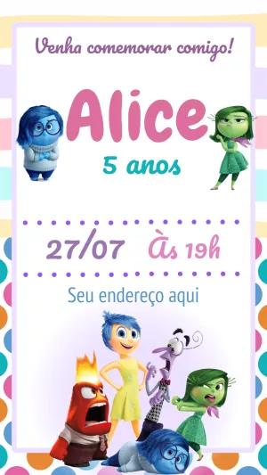 Convite Aniversário Divertida Mente 2 para Editar Online