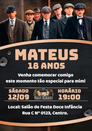 Convite de Aniversário Peaky Blinders para Editar Online
