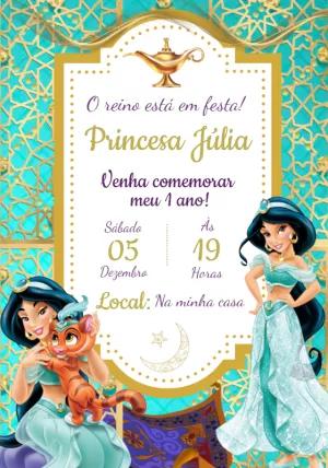 Convite de Aniversário Jasmine para Editar Online