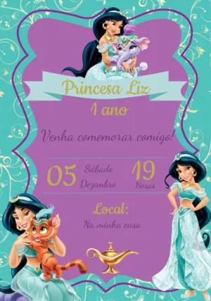 Convite de Aniversário Jasmine para Editar Online