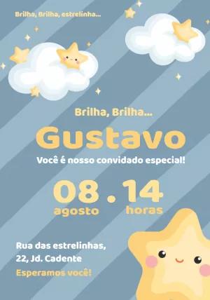 Convite de Aniversário Brilha Brilha Estrelinha para Editar