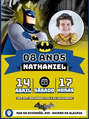 Convite de Aniversário Batman com Foto para Editar Online