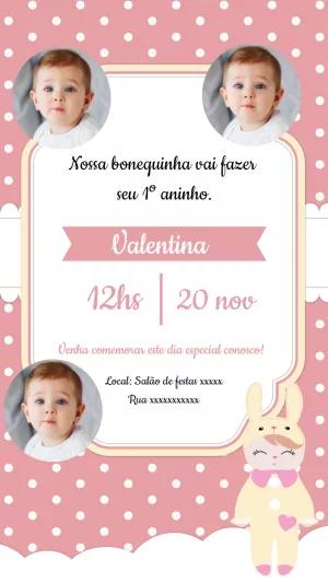 Convite Aniversário Boneca Metoo com Foto para Editar Online