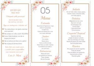 Menu de Casamento Floral Elegante para Editar Online