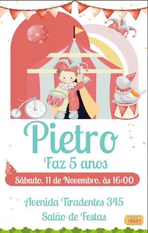 Convite Aniversário Circo Vintage Menino para Editar Online