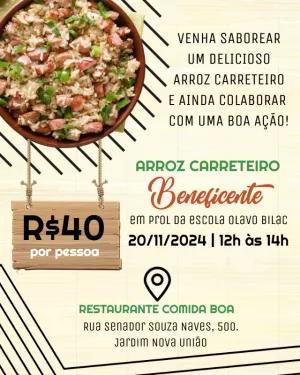 Convite Arroz Carreteiro Beneficente para Editar Online