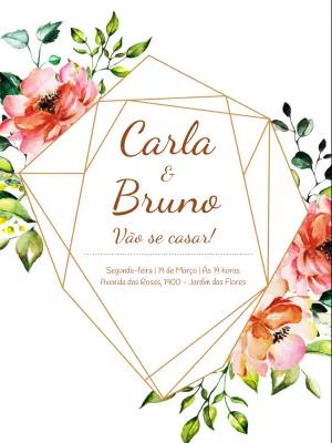 Convite de Casamento Boho Chic Floral para Editar Online