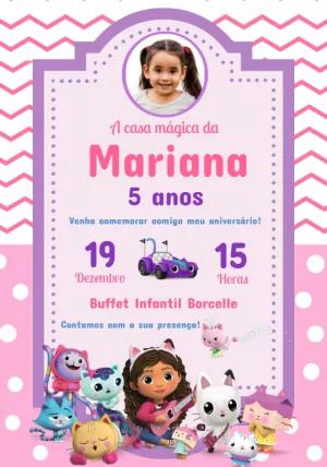 Convite Aniversário A Casa Mágica da Gabby com Foto para Editar