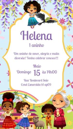 Convite Aniversário Encanto com Personagens para Editar Online