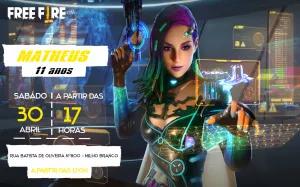 Convite Aniversário Free Fire com Personagens para Editar Online