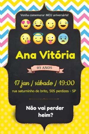 Convite de Aniversário Emojis para Editar Online