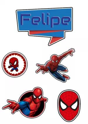 Topo de Bolo Homem Aranha para Editar e Imprimir