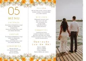 Menu de Casamento Floral com Foto para Editar Online