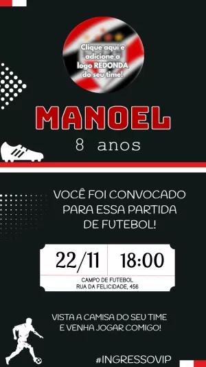 Convite de Aniversário Futebol com Logo do Time para Editar Online