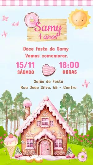 Convite Aniversário Doces e Guloseimas para Editar Online