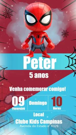 Convite de Aniversário Homem Aranha para Editar Online