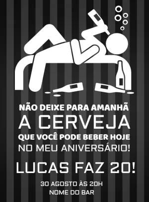 Convite de Aniversário Boteco Divertido para Editar Online