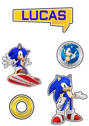 Topo de Bolo Sonic: Personagens para Editar e Imprimir