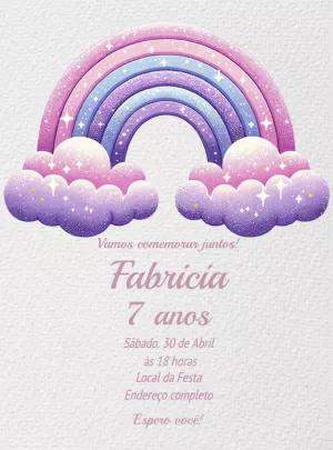 Convite Aniversário Arco Íris Mágico para Editar Online