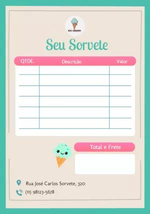 Comanda para Sorveteria Fofa para Editar Online