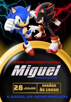 Convite de Aniversário Sonic e Shadow para Editar Online