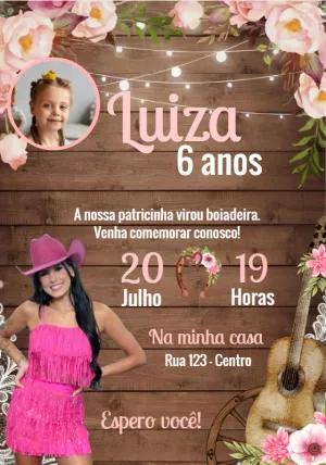 Convite Aniversário Boiadeira com Foto para Editar Online