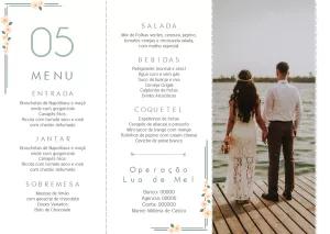 Menu de Casamento Verde com Foto para Editar Online