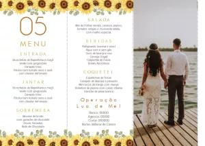 Menu de Casamento Girassol com Foto para Editar Online