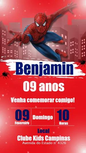 Convite de Aniversário Homem Aranha para Editar Online