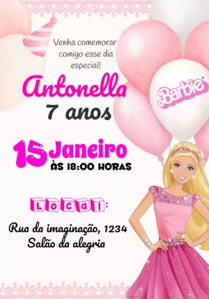 Convite de Aniversário Barbie para Editar Online