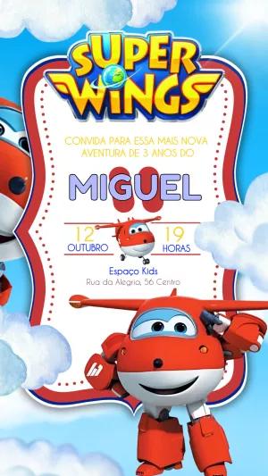 Convite de Aniversário Super Wings para Editar Online