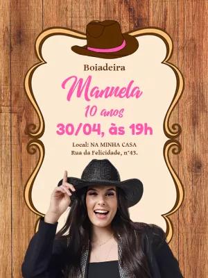 Convite Aniversário Boiadeira Country para Editar Online