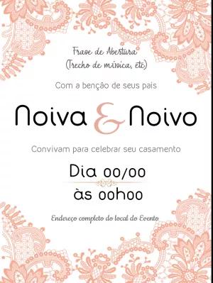 Convite de Casamento com Renda Delicada para Editar Online