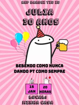 Convite de Aniversário Adulto Meme Flork para Editar Online