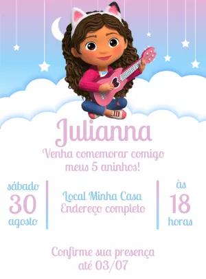 Convite Aniversário Casa Mágica da Gabby para Editar Online